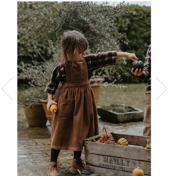 The Simple Folk corduroy pinafore dress in Olive - Picture 5 of 5